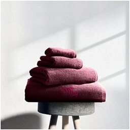 GC GAVENO CAVAILIA Premium 3 Pack Embroidered Fish Towels Sets 450 GSM, Luxury Super Soft Absorbent Bath Sheet, Egyptian Cotton, Deep Red, 80x140 cm
