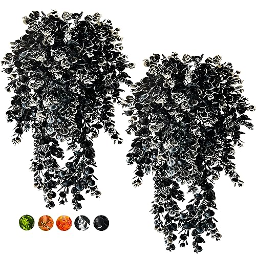 Lakiyfye Artificial Black Eucalyptus Plant Artificial Plant Artificial Eucalyptus Indoor Outdoor Wall Garden Wedding Interior Decoration (Black White)