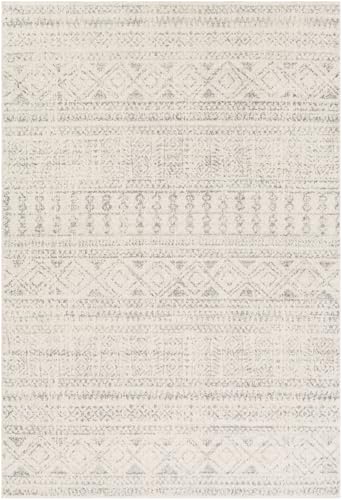 Livabliss Anushkla Nuoro Geometric Scandi Style Floor Covering 160x230 cm – Neutral Abstract Boho Pattern for Living Room, Dining & Kitchen, Easy Care, Grey & White