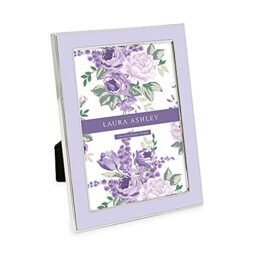 Laura Ashley 4x6 Lavender Enamel Picture Frame, Silver Metal Edge with Easel, for Countertop, Counterspace, Tabletop Display, Bookshelf, Desk, Wall Décor, Photo Gallery (4x6, Lavender W/Silver)