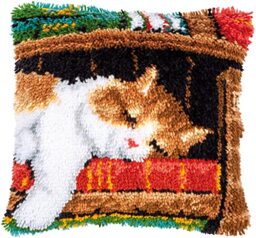 Vervaco Latch Hook Cushion Set Outlined, Cotton Acrylic, Multicoloured, 40x40cm