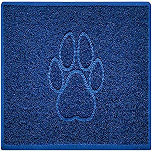 Nicoman Paw Embossed Shape Indoor Outdoor Dirt-Trapper Door Mat Washable Barrier Heavy Duty Doormat - (Watertight Rubber-Back, Medium, Blue, 75 x 44cm)