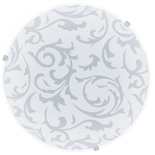 Eglo LED Ceiling lamp Mars, Decorative Ceiling Light Ø 25 cm, Round Metal Surface lamp in White, Frosted Glass, Warm White
