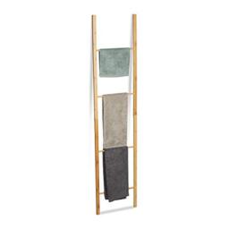 Relaxdays Bamboo Ladder Rack, 4 Rails, Foldable Freestanding Towel Holder Stand, HWD 180 x 42 x 2 cm, Natural