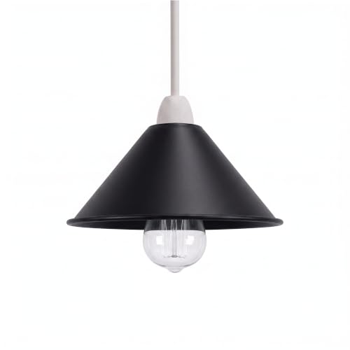 Modern Black Cone Pendant Light Shade Industrial Retro Easy Fit 18cm Ceiling Lampshade for Bedroom Kitchen Dining Room Restaurant Cafe