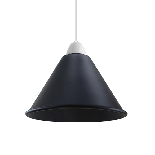 Modern Black Cone Pendant Light Shade Industrial Retro Easy Fit 18cm Ceiling Lampshade for Bedroom Kitchen Dining Room Restaurant Cafe