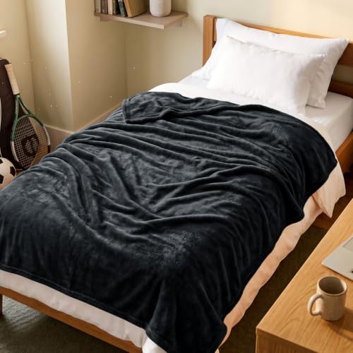 Utopia Bedding Black Fleece Blanket [Twin XL - 228 x 193 cm] Soft Cosy fluffy 300 GSM Blankets for Bed, Sofa & Couches