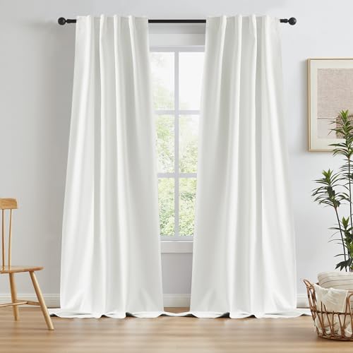KEQIAOSUOCAI Natural Blackout Curtains 108 Inch Length 2 Panels, Boho Farmhouse Window Curtain Drapes for Living Room Rod Pocket/Back Tab/Hook Belt 34 by 108-inch