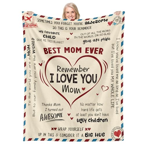 GEEMBI Gifts for Mom from Daughter Son - Super Soft Fleece Throw Blanket for Couch Bed 50x60 in - Mother's Day Mom Birthday Gifts for Women Mama, Present for Stepmom Mother-in-Law