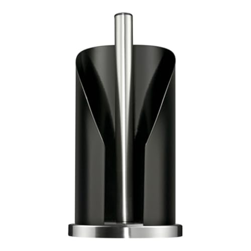 WESCO Paper Roll Holder in Black Stainless Steel and Coloured Painted Sheet Steel, Stable Stainless Steel Base, for Standard Kitchen Paper Rolls or 2-3 Toilet Paper Rolls