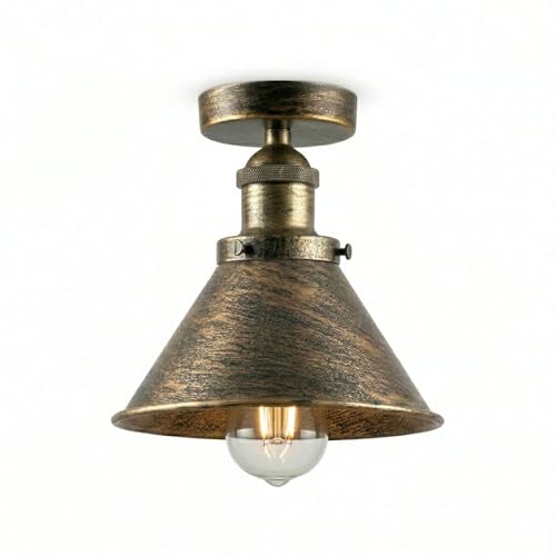 LEDSone Industrial Semi Flush Mount Ceiling Light, Antique Bronze