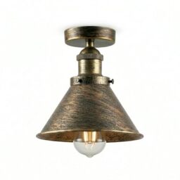 LEDSone Industrial Semi Flush Mount Ceiling Light, Antique Bronze