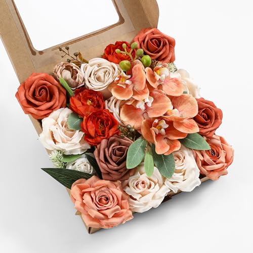 kuujojo Artificial Flowers Combo, Fake Flowers for DIY Tables Centerpieces Baby Shower Bridal Shower Wedding Bouquet Arrangements Party Candle Holder Cake Decor Flower Home Decorations