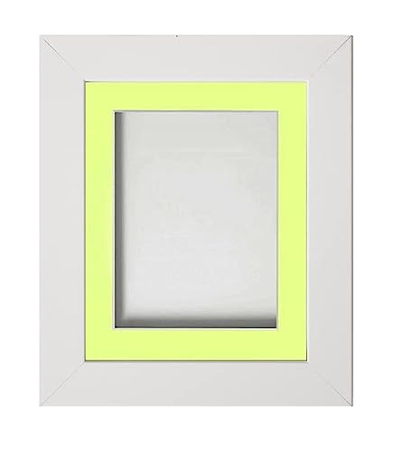 Frame Company Watson White Picture Photo Frame fitted with Perspex, A4 with Lemon Bon Bon Mount for image size 10x6 inch