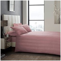 GC GAVENO CAVAILIA Easy Care Soft & Cosy Hove Satin Stripe Fitted Sheet Or Housewife Pillow Case, Luxury Hotel Collection Bedding, Fitted Sheet, King, Blush Pink