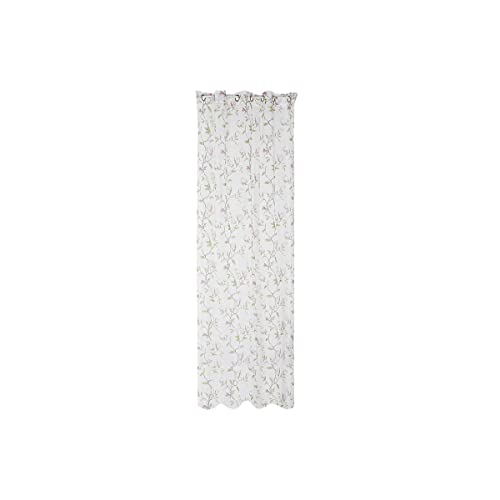 DKD Home Decor White Green and Pink Polyester Metal Curtain (140 x 270 cm)