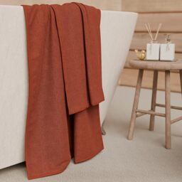 PETTI Artigiani Italiani - 100% Cotton Terry Bath Towels, 1+1 Towel Set, 2 Pieces 1 Face Towel and 1 Hand Towel, Terra Cotta Towels