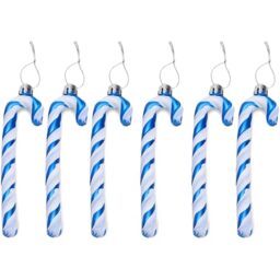'CUQOO 6 Pack Glitter Candy Cane Christmas Decorations in Green – Beautiful Festive Decorations for Christmas Tree - Candy Cane Decorations with Hanging Thread - Hanging Lollipop Christmas Ornament
