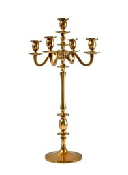 Serene Spaces Living Gold Brass Candelabra, 25.75'' Tall, 7'' Wide, 11.5'' Diameter, Ideal for Weddings and Parties