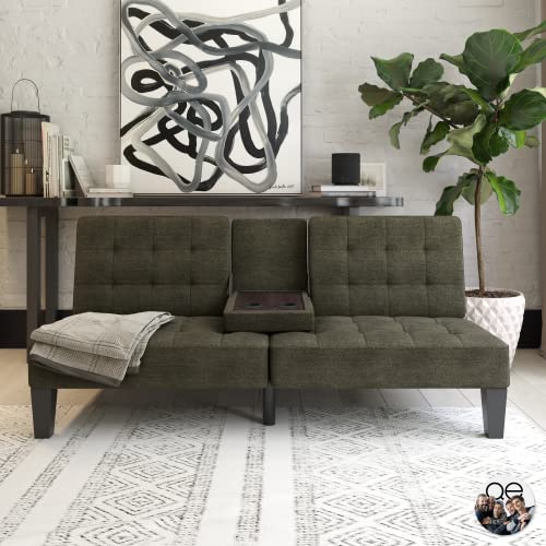 DHP Furniture Adalynn Convertible Sofabed Grey Linen 88x182x80cm (DxWxH)