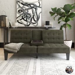 DHP Furniture Adalynn Convertible Sofabed Grey Linen 88x182x80cm (DxWxH)
