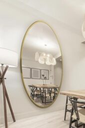 "MirrorOutlet The Ovale - Large Gold Framed Oval Pond Wall Mirror 79"" X 44"" (200cm X 112cm) Silver Mirror Glass On A Black Backing."