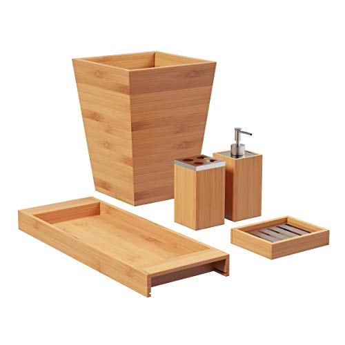 Lavish Home Lotion Dispenser, Soap Dish, Toothbrush Holder, Wastebasket-Bathroom and Vanity