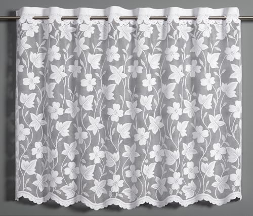 Gardinia Bistro Curtain All Over Flowers White 140 x 80 cm