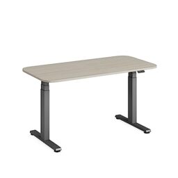 Steelcase Solo Sit-to-Stand Electric Height-Adjustable Home Office Desk with Programmable Controller, Powerful Motor, Anti-Collision Sensor + Cable Management Net in Acacia/Merle (140 x 70 cm)