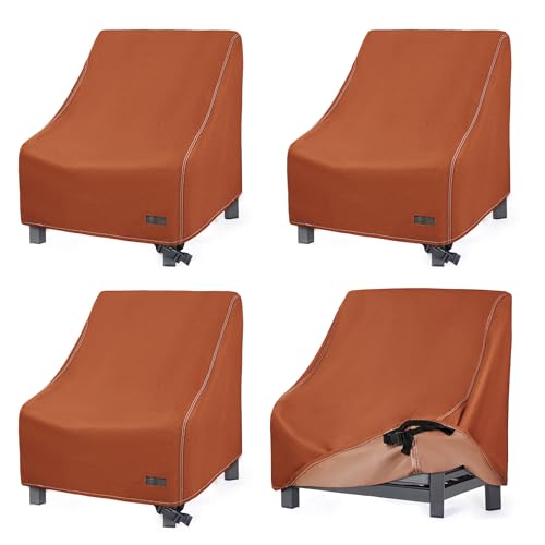 NettyPro Waterproof Outdoor Patio Dining Chair Covers Set of 4, 26W x 28D x 28H inches, Brown