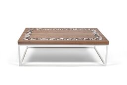 TemaHome Honeycomb Panel Plus Metal Metrics Coffee Table with Walnut Veneer/White Lacquered Metal, 120 x 75 x 35 cm, Brown