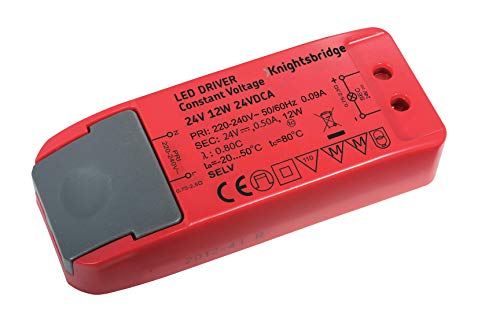 Knightsbridge IP20 24V 12W LED Driver - Constant Voltage, 9.8 x 3.6 x 2.2 centimetres