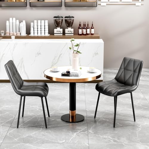 Clevich Dining Chairs Set of 2, PU Upholstered Chair, Metal Legs, Up to 200 kg, Easy Assembly, Stable, Comfortable, Kitchen Chairs 81 x 57 x 50 cm (Grey, 2 pcs)