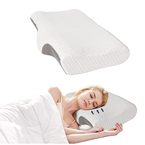 Good Nite Cervical Memory Foam Pillow Orthopedic Support for Neck Shoulder Ergonomic Pillow for Side/Back/Stomach Sleepers with Arms Rest Removable Cover (Firm Support, 60x36x13/10cm)