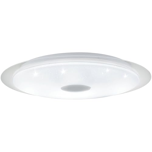Eglo Access LED Ceiling lamp Moratica-A, 1-Light wall lamp with Crystal Effect, Steel, Plastic, White, Silver, Transparent, Remote Control, Colour Temperature Change (Warm-Cool), dimmable, Ø57cm