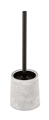 WENKO Villena Toilet Brush Set Made of Sturdy Concrete Including Toilet Brush Holder in Natural Stone Look with Interchangeable Brush Head Diameter 7.5 cm Grey/Black Dimensions Diameter 11.5 x 38 cm