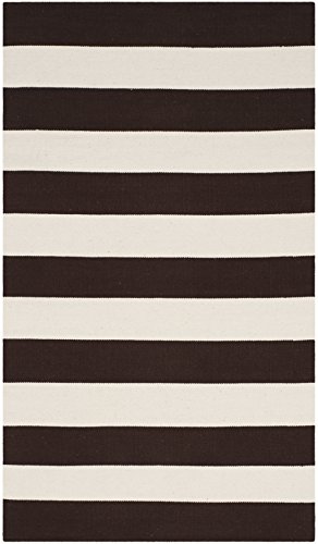 Safavieh Modern Indoor Flatweave Rectangle Area Rug, Montauk Collection, MTK712, in Chocolate / Ivory, 91 X 152 cm for Living Room, Bedroom or Any Indoor Space