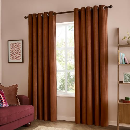 furn. The Ultimate Velvet Eyelet Curtain Pair (Chestnut - 229x183cm)