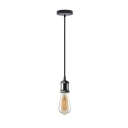 LEDSone E27 Pendant Light Fitting Black Metal Lamp Holder