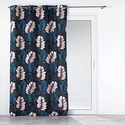 Douceur d'Intérieur Curtain, Polyester, Blue, 140 x 260 CM