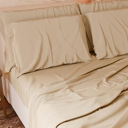 PETTI Artigiani Italiani-Piece Single Sheet Set, Soft and Breathable, Complete Bed Set with Top Sheet, Fitted Sheet and 1 Pillowcase, Beige Sheets