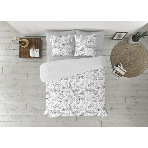 Pierre Cardin 3-Piece Duvet Cover, 180 cm, 50% Cotton, 50% Polyester, Weight 120 g/m², 144 Threads, Pillowcase 45 x 100 cm, Clip Closure, Bed 180 cm, FANY Grey