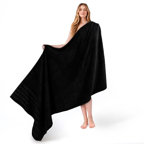 American Soft Linen Jumbo Large 100% Turkish Cotton Bath Sheet 35 in 70 in, Bath Towel for Bathroom, Black