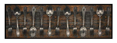 Zala Living Washable Kitchen Runner Fork & Spoon Brown 50 x 150 cm