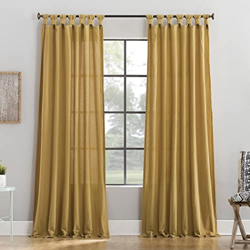 "Archaeo Washed Cotton Twist Tab Curtain, 52"" x 84"", Mustard Yellow"