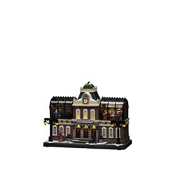 Konstsmide Christmas Decorations Animated LED Scene Union Train Station, with Music, 15 Yellow diodes, Battery Operated or USB, Indoor, Black Cable, PVC Polyresin
