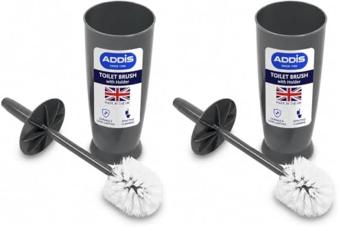 Addis 518041 Closed Toilet Brush Set, Charcoal, 12.5 x 12.5 x 39 cm (Pack of 2)