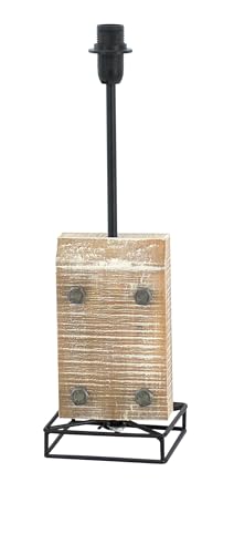 EGLO table lamp 1+1 Vintage, Wooden Bedside Lamp, Natural Steel, E14 Socket