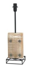 EGLO table lamp 1+1 Vintage, Wooden Bedside Lamp, Natural Steel, E14 Socket