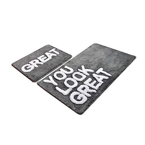 WELL HOME MOBILIARIO & DECORACI??N Bath Mat Set (2 Pieces) Grey Design You Look Great